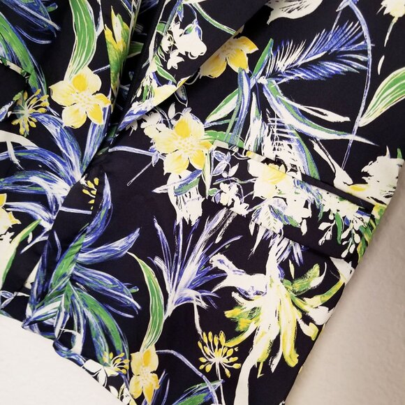 Zara Basic Floral Print Silky Satin Open Front Blazer Jacket M Vibrant Tropical - Picture 14 of 16